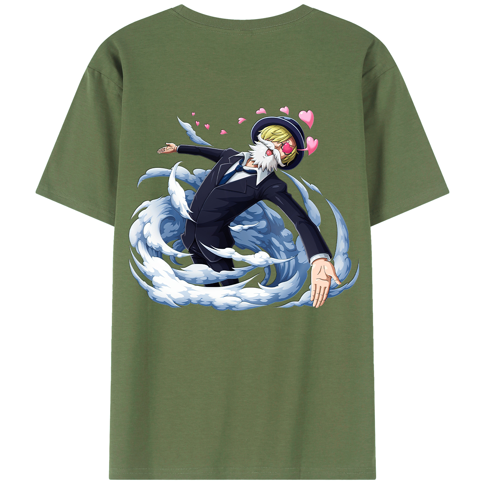 （画像用） ワンピース サンジ ONE PIECE Sanji 綿100％ メンズ半袖Tシャツ（バックプリント） 通気性